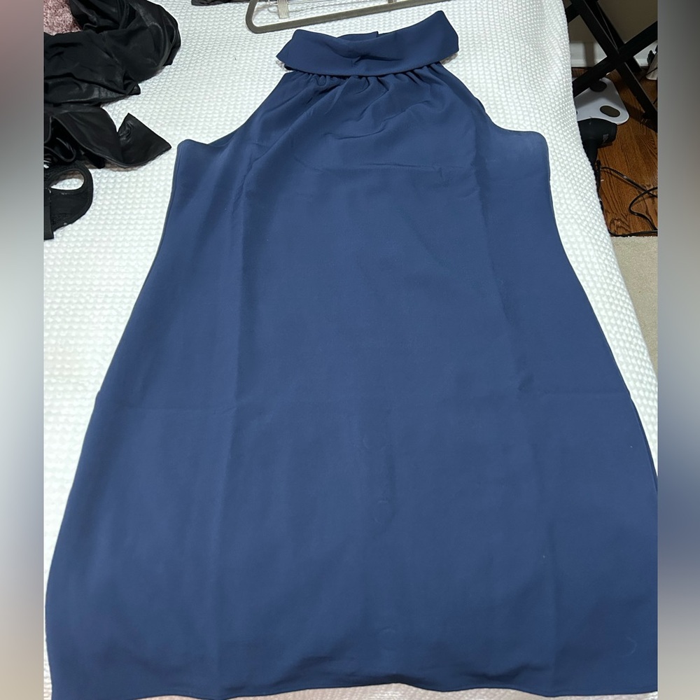 SAIL TO SABLE Women's High Neck Sheath Kneelength Dress Size 12 Navy